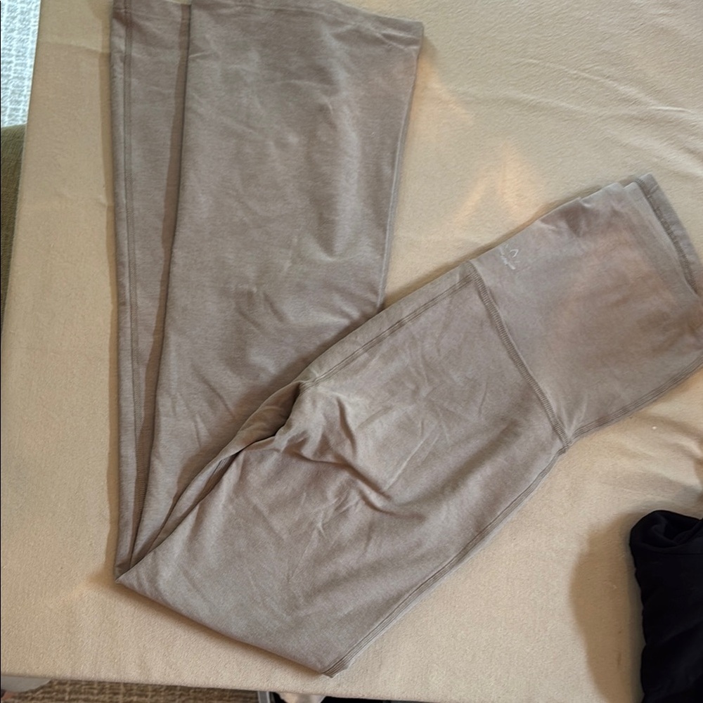 Beyond Yoga Tan flared leggings maternity